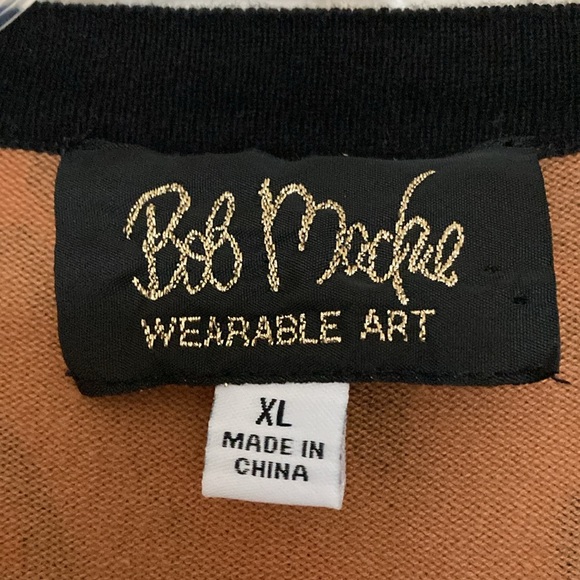 Bob Mackie sweater/cardigan Animal Print wearable art,  button front , size XL - Picture 3 of 7